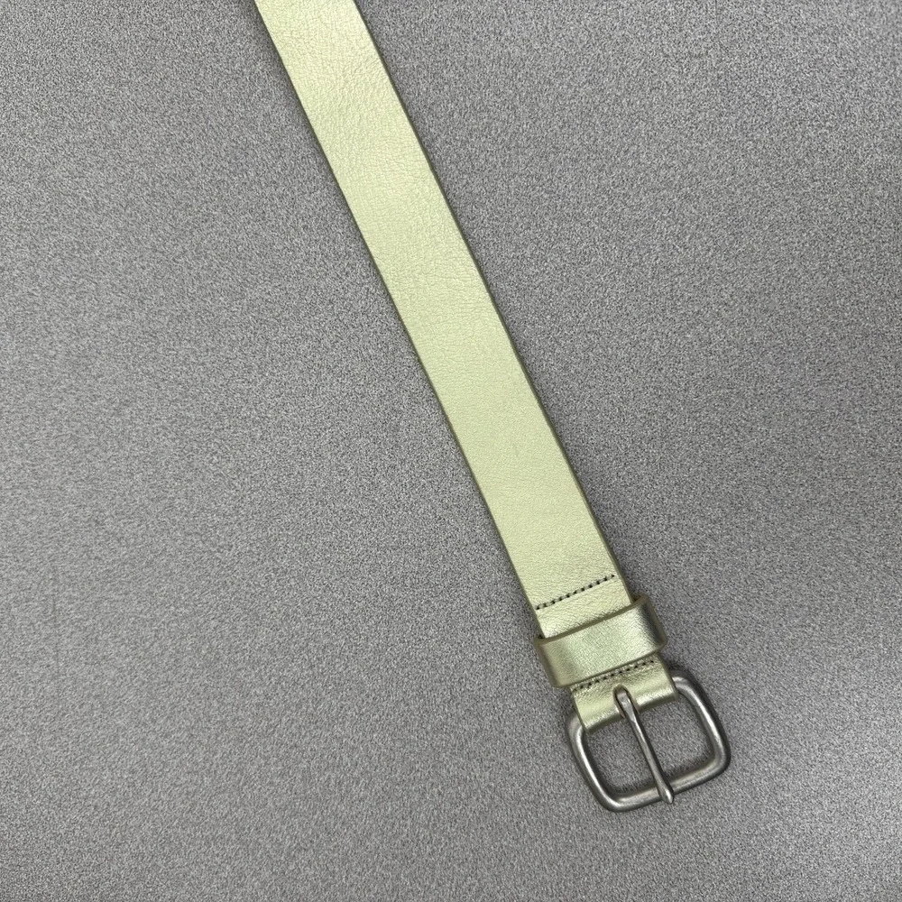 J Crew Leather Belt Womens Large Gold Dress Silver Buckle Metallic Italian USA - Picture 3 of 12